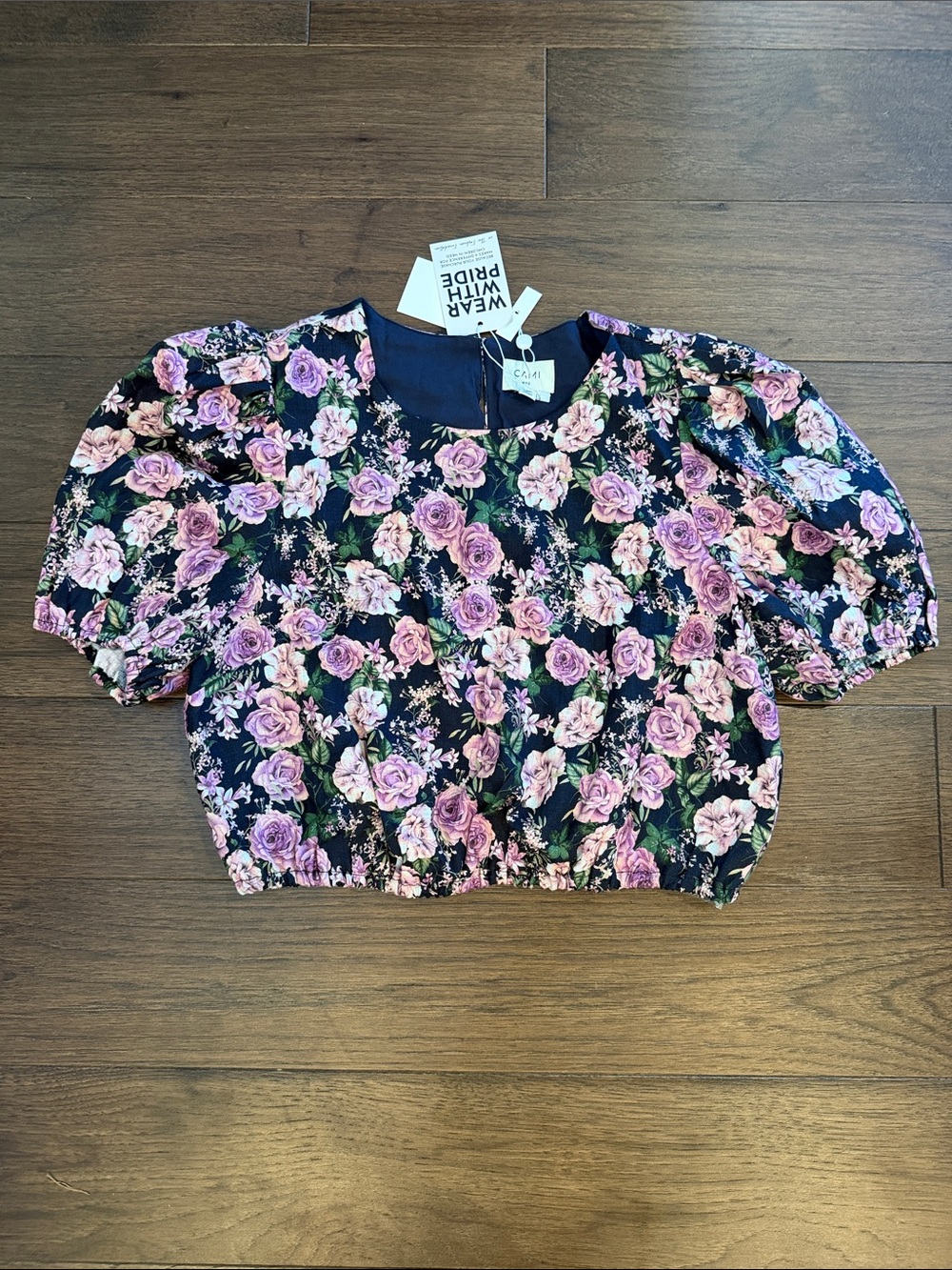 Cami NYC Flor Crop Top in Mulberry Rose Floral Print Medium NWT - C11-402